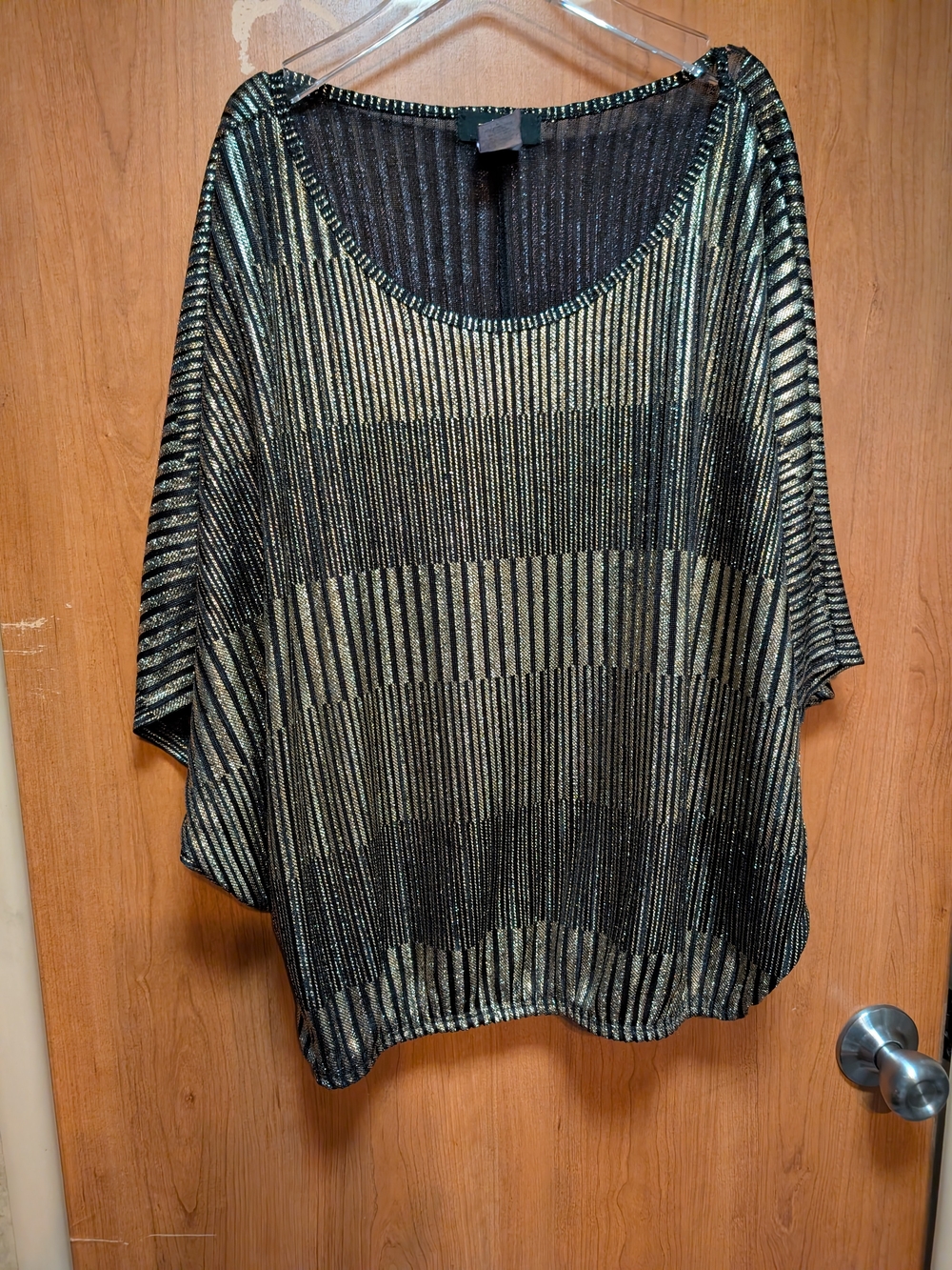 Espresso Black and Gold Striped Scoop-Neck Tunic